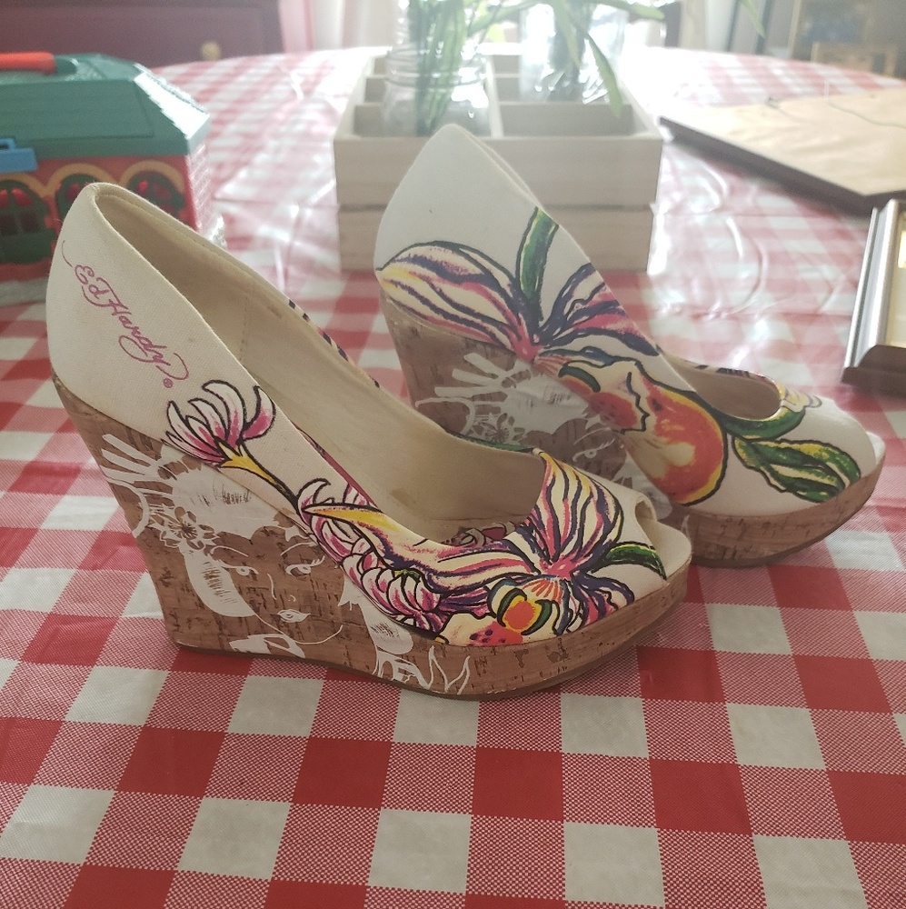 Ed Hardy wedge shoes